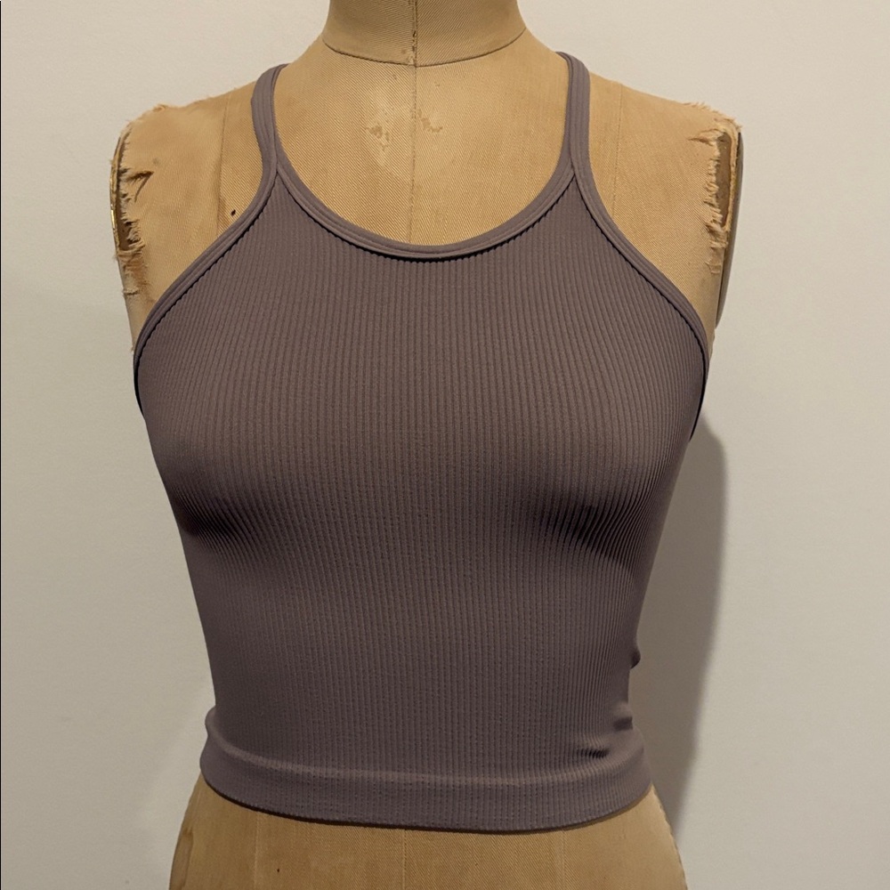 Free People Movement Happiness Runs Mocha Brown Ribbed Women's Tank Top XS - Picture 1 of 11